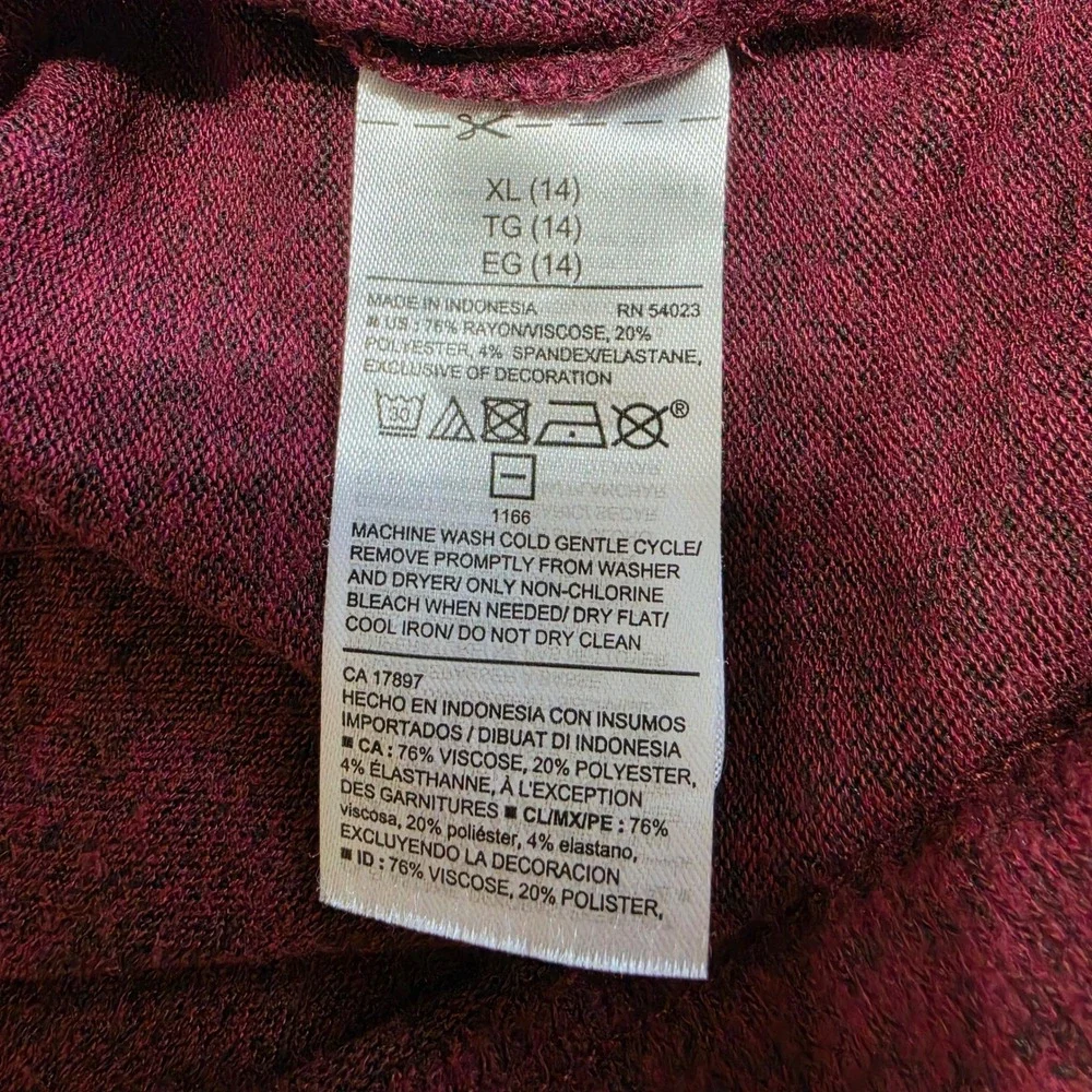 Old Navy Varsity Raglan Sweater Dress /Tunic Pink Burgundy Girls' XL/14 Pockets